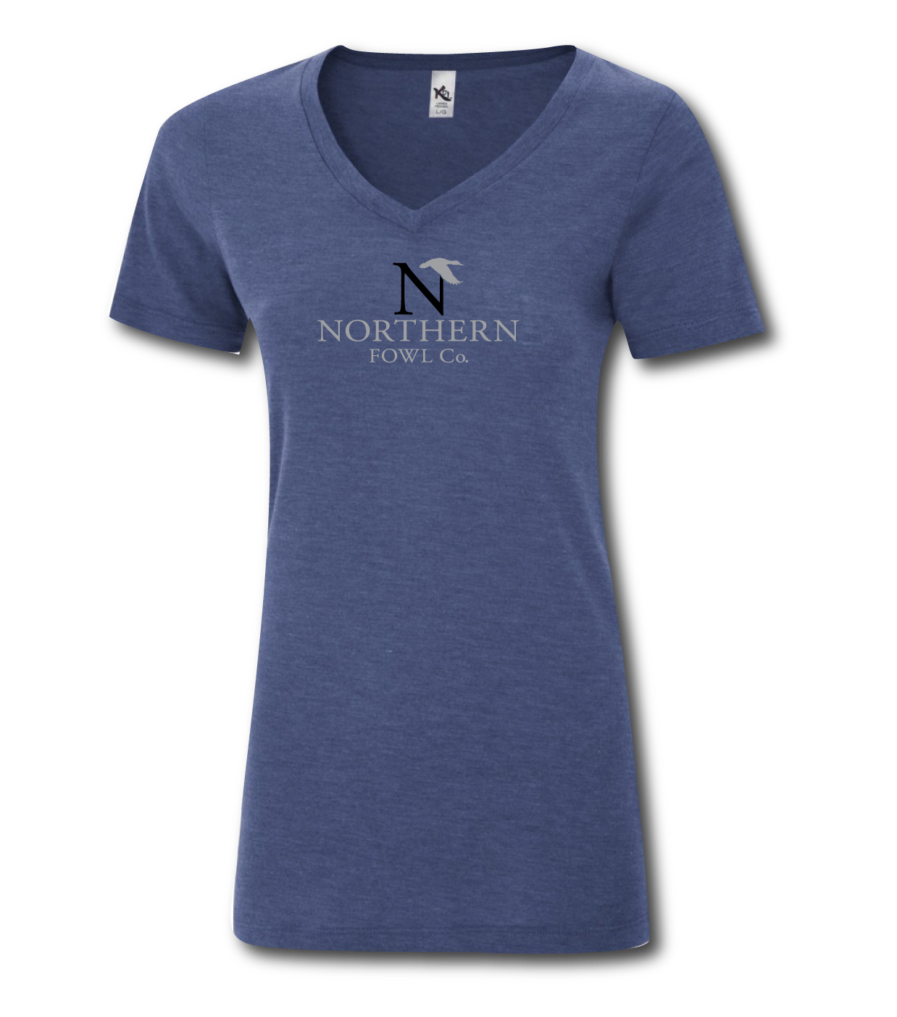 Northern Fowl Ladies Vneck Koi Tee Navy