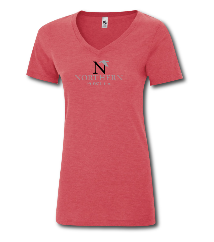 Northern Fowl Ladies Vneck Koi Tee Red