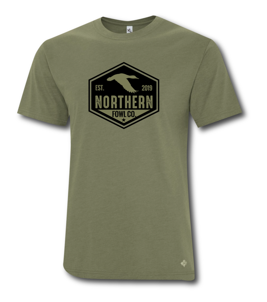 Hex Black on Olive Northern Fowl Co Tee